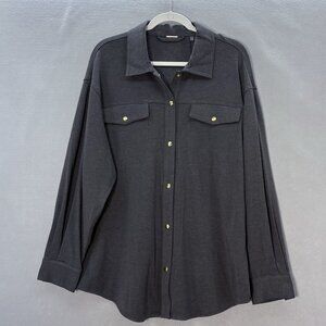 Elie Tahari Women’s X-Large Shacket Blanket Gray Snap Button Front Jacket Casual